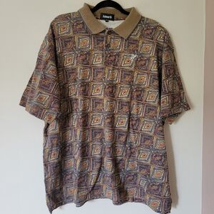 Men's Vintage Ashworth Polo Tee Golf Shirt Geometric Size XL